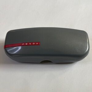 Prada Gray Hard Shell Sunglasses Eyeglass Case Red Logo Accent pre-owned